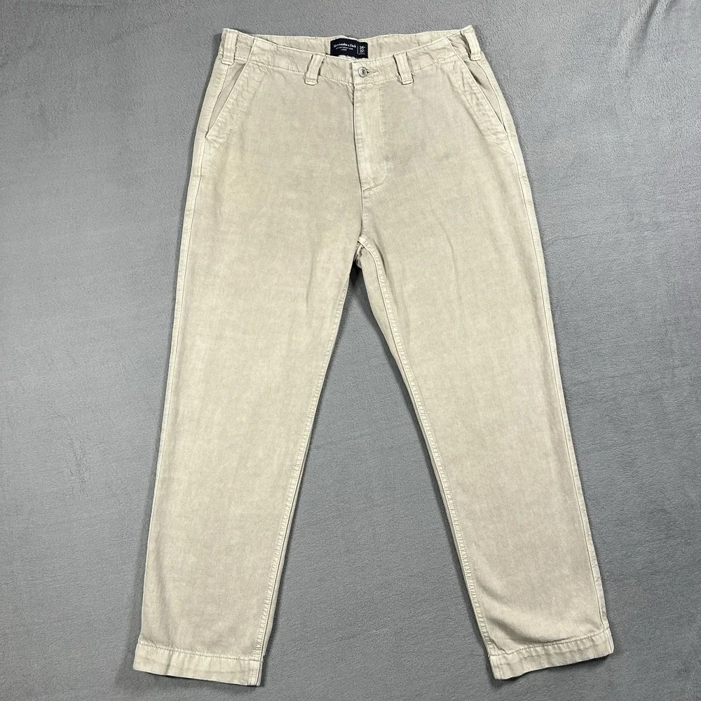 Abercrombie & Fitch Jeans Mens 34x32 Tan A&F Lightweight Jean Loose Baggy Denim